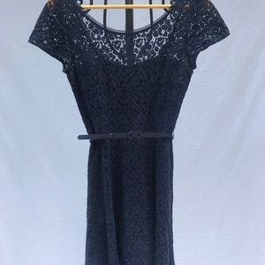 Fit and Flare Navy Lace Cocktail Dress
